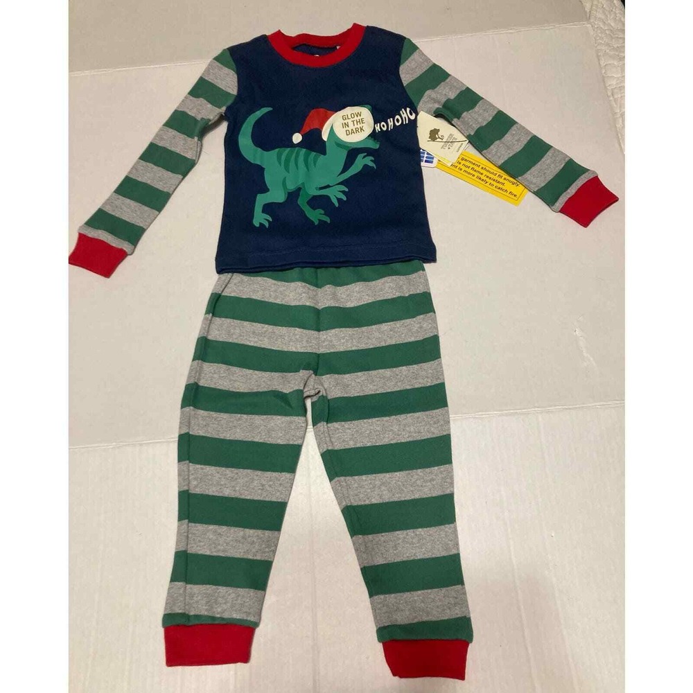 Tucker Tate Kids Glow in‎ the Dark Dinosaur Christmas Pajamas Set 2Y